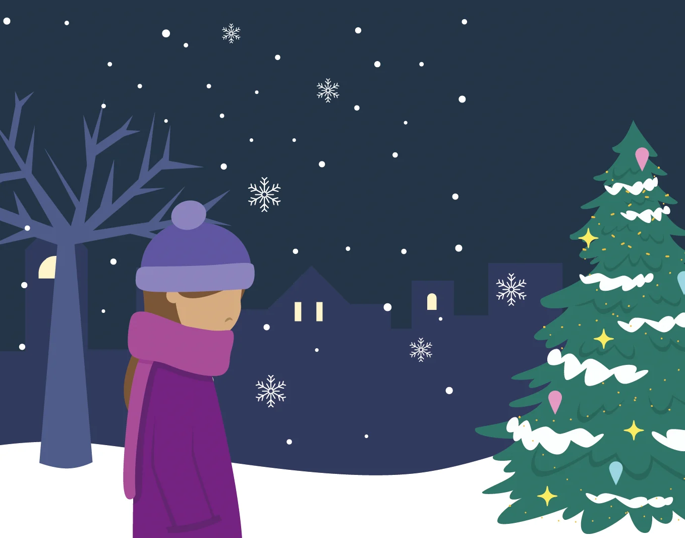 Loneliness at Christmas illustration